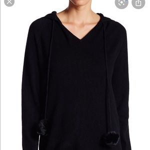 Philosophy Rabbit Fur PomPom 100% Cashmere Hoodie